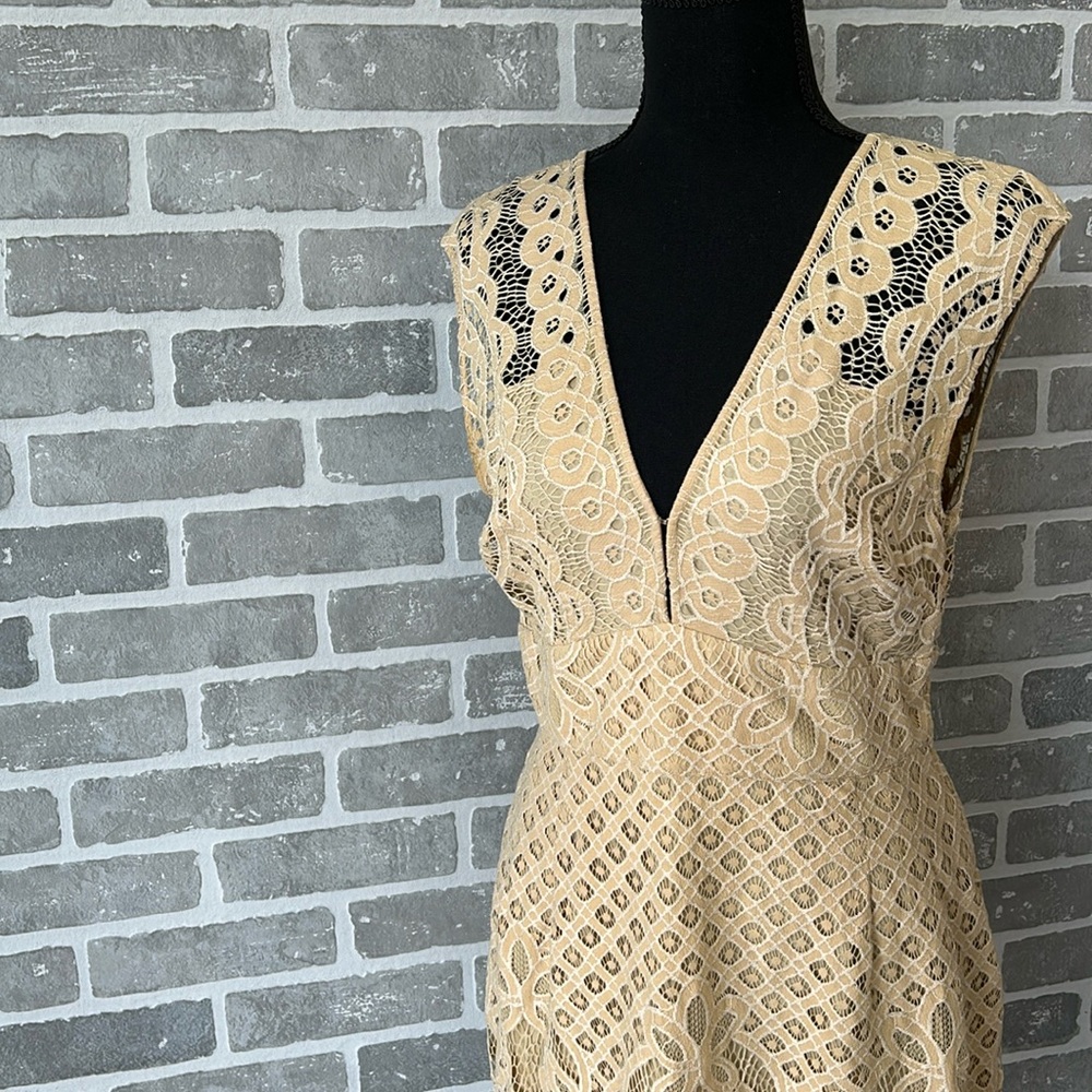 Free People | One Million Lovers Lace Mini Tan Beige Boho Dress | Women’s size 8